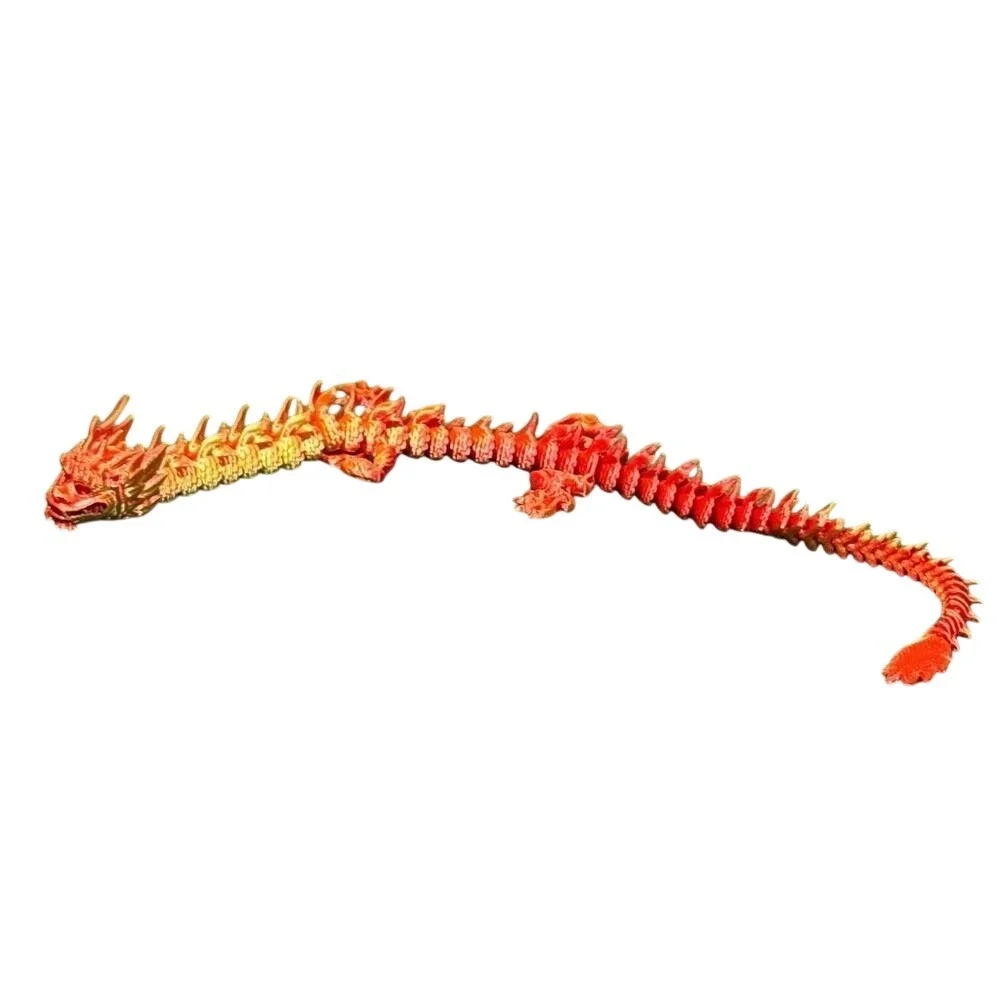 Flexi Factory Imperial Dragon 3D‎ Printed Orange Red Fire Articulated Fidget Toy